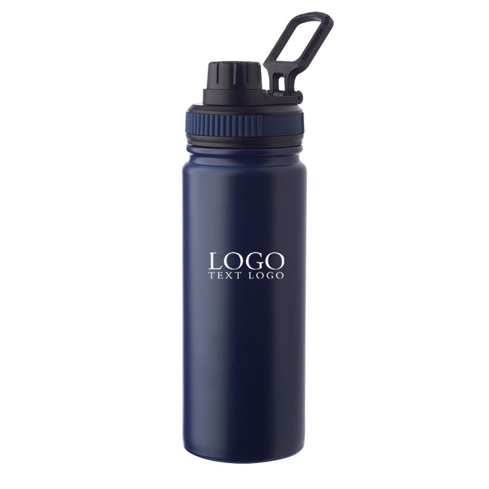 23 oz Stainless Steel Water Bottle w Carrying Handle Navy Blue With Logo