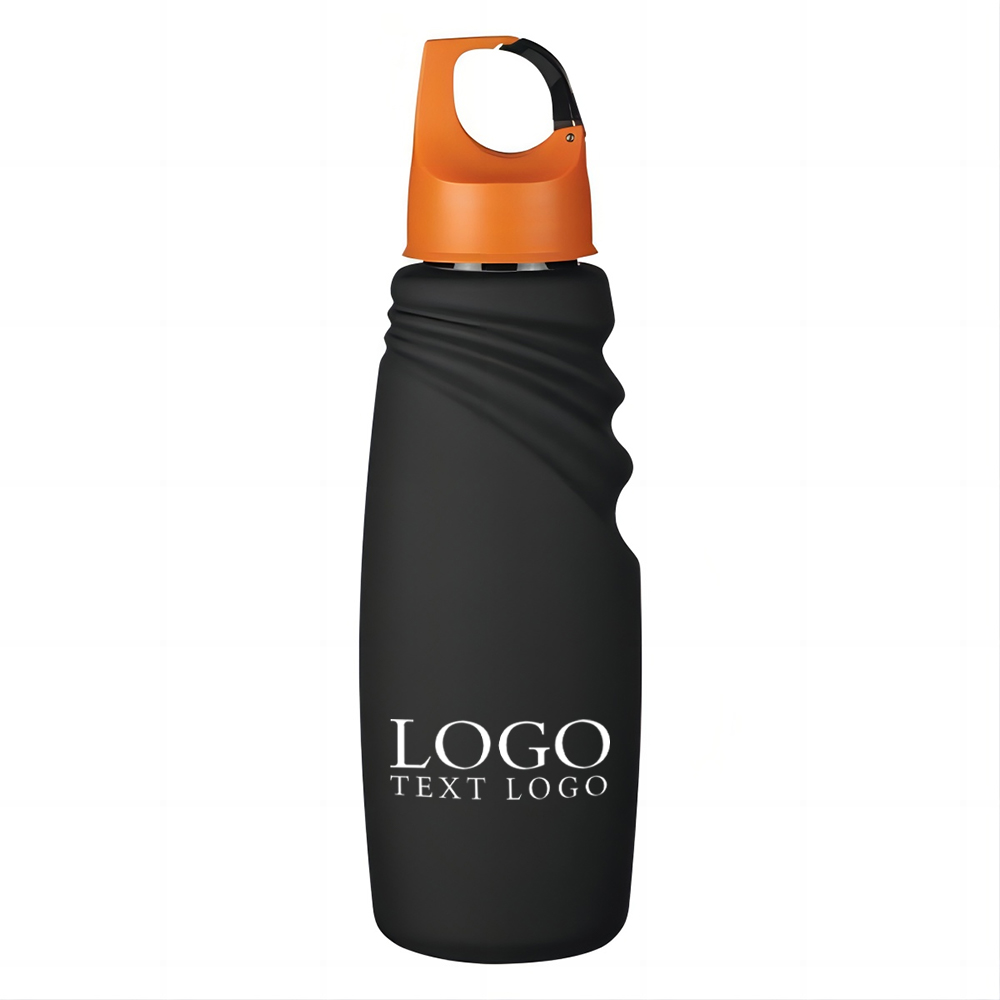24 Oz Matte Finish Crest Carabiner Sports Bottle Orange Lid With Logo