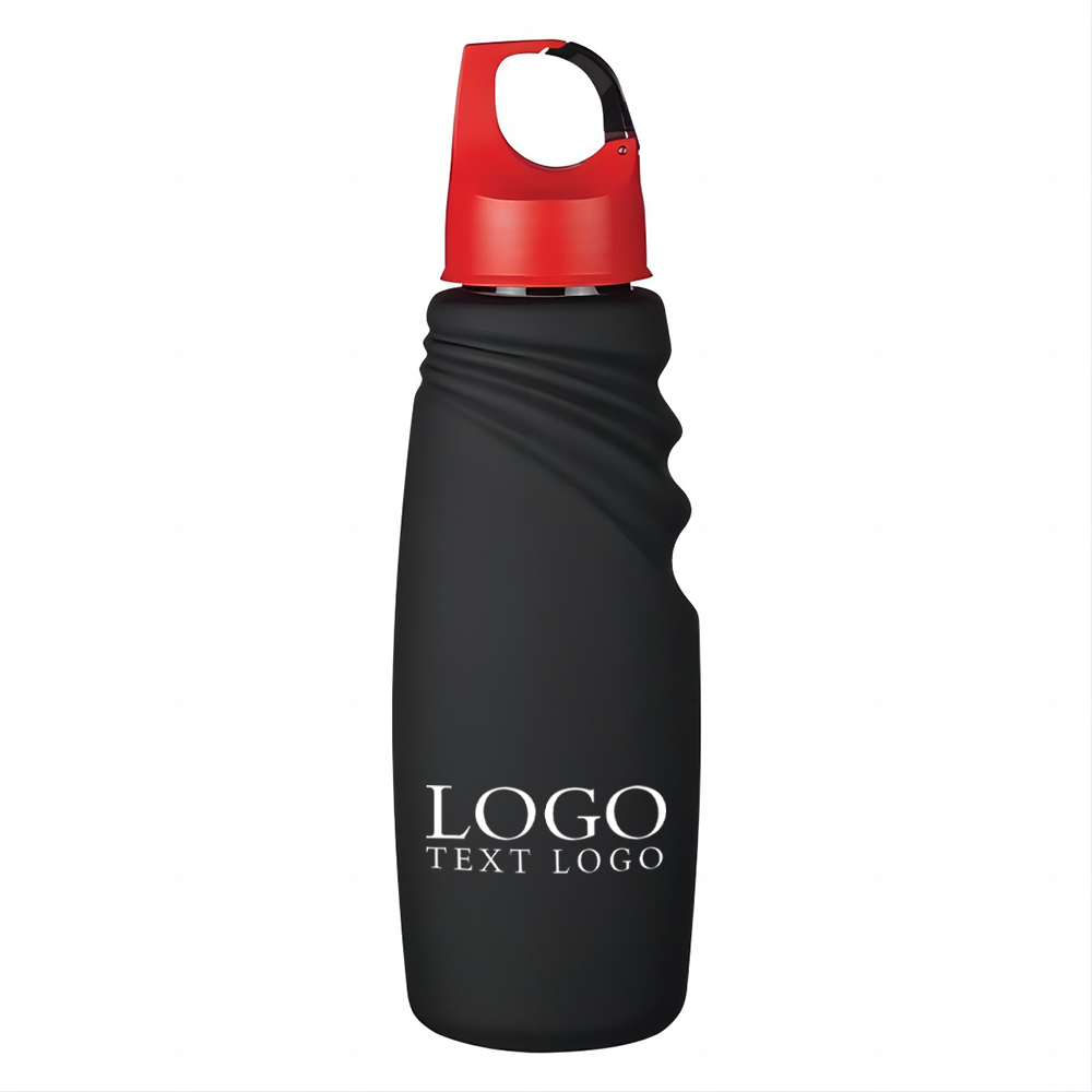 24 Oz Matte Finish Crest Carabiner Sports Bottle Red With Logo
