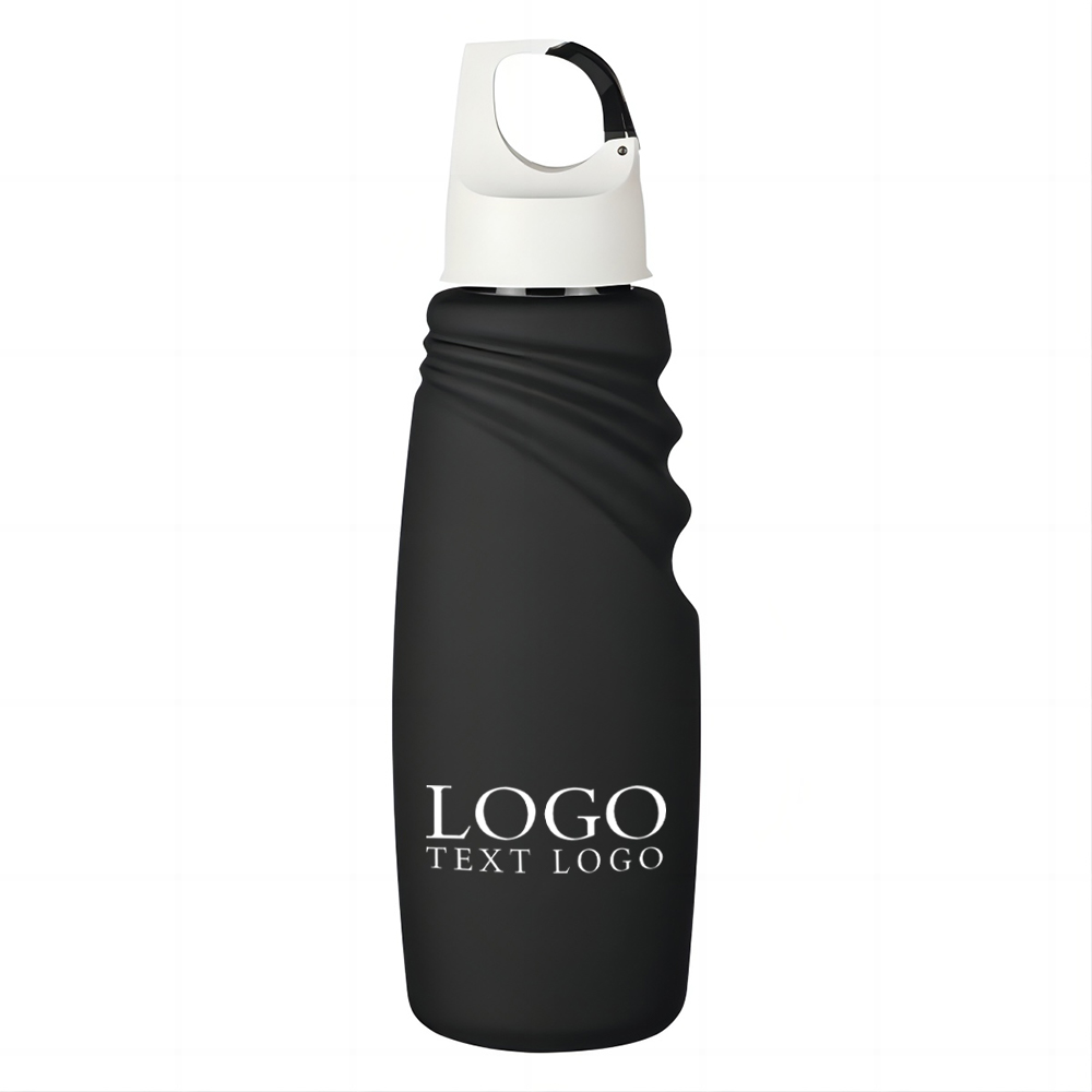 24 Oz Matte Finish Crest Carabiner Sports Bottle White Lid With Logo