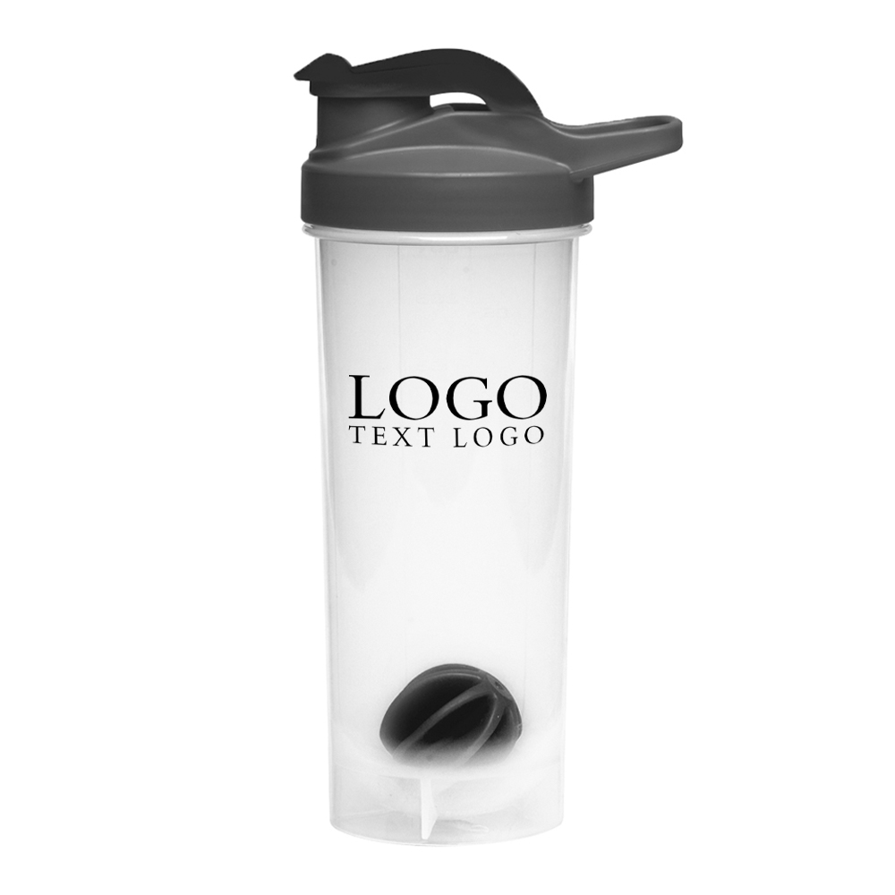 24 oz Plastic Shaker Bottles With Mixer Black With Logo