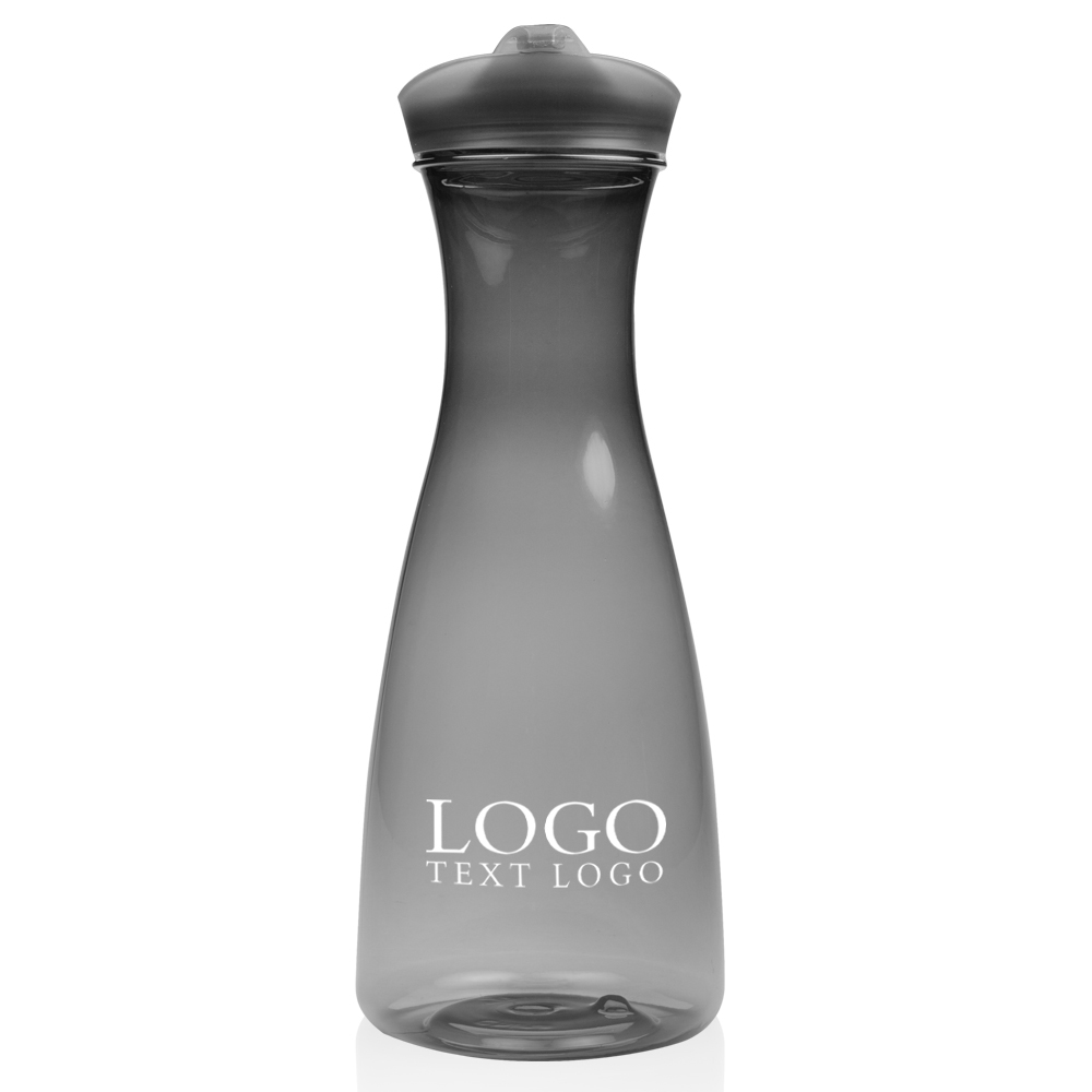 34 oz Clear Plastic Carafes with Lid Smoke With Logo