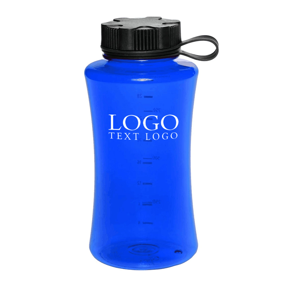 34 oz Plastic Sports Bottles Blue With Logo