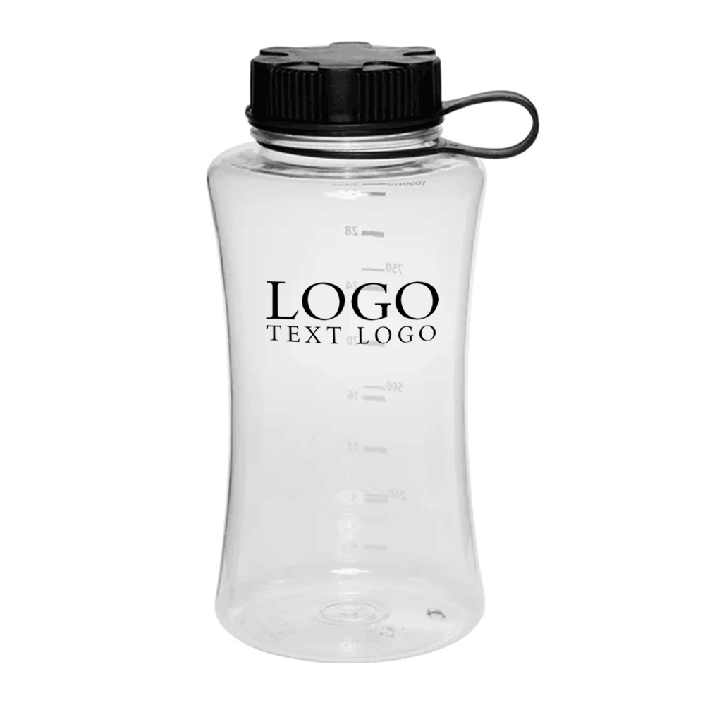 34 oz Plastic Sports Bottles Clear With Logo