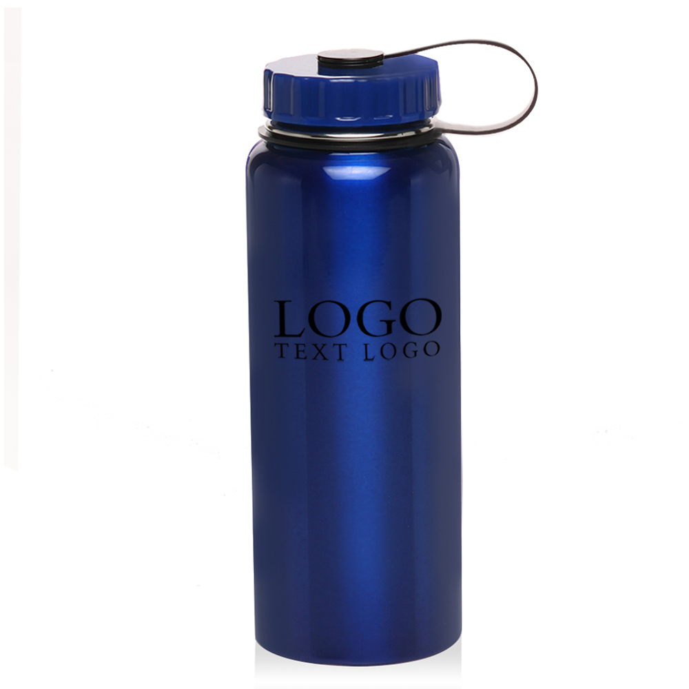 34 oz Stainless Steel Sports Bottles With Lid Blue With Logo