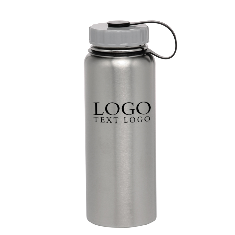 34 oz Stainless Steel Sports Bottles With Lid Silver With Logo