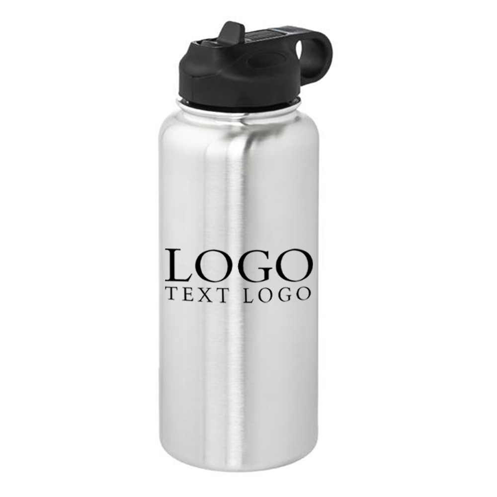 Titan 32 oz Vacuum Insulated Water Bottle Silver With Logo