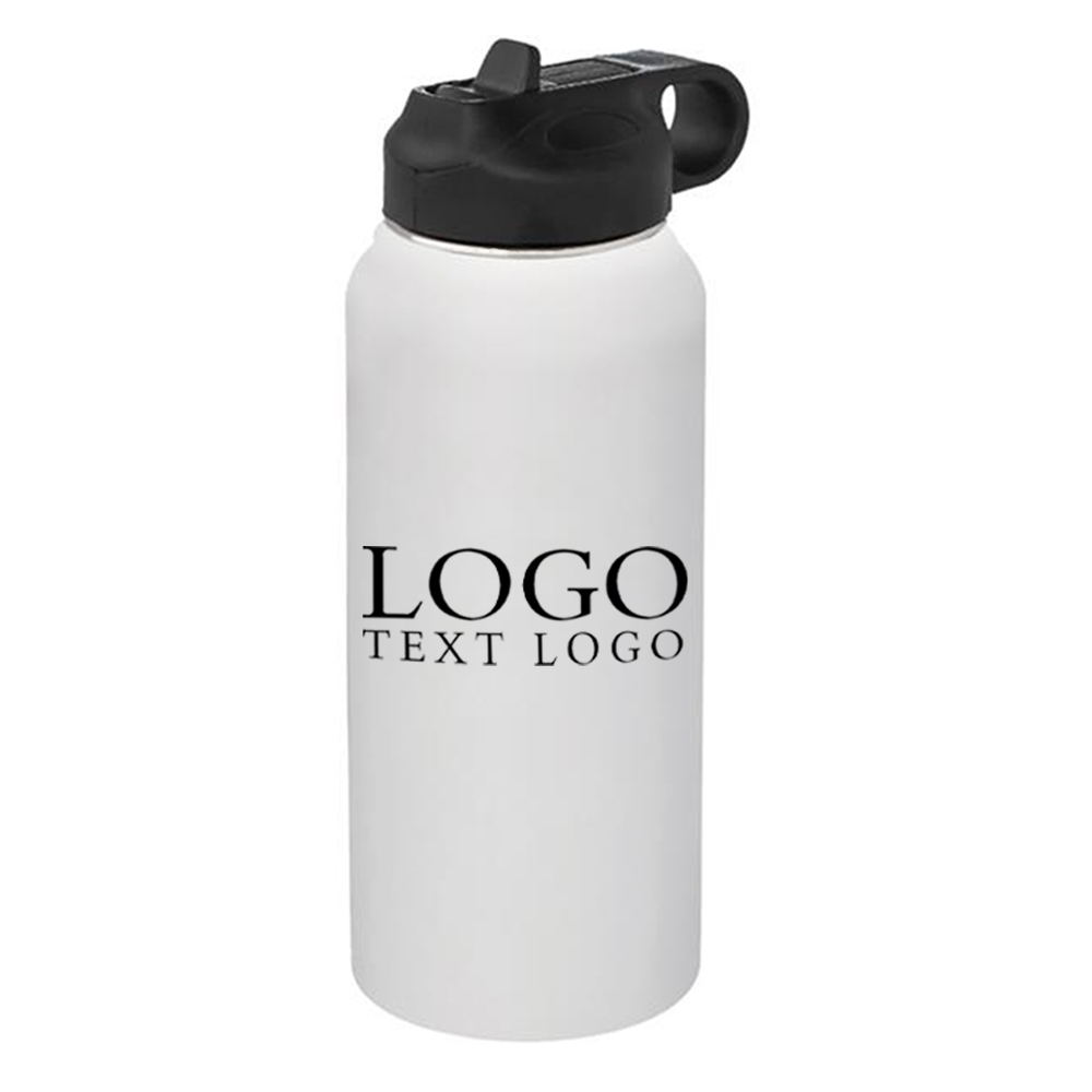 Titan 32 oz Vacuum Insulated Water Bottle White With Logo