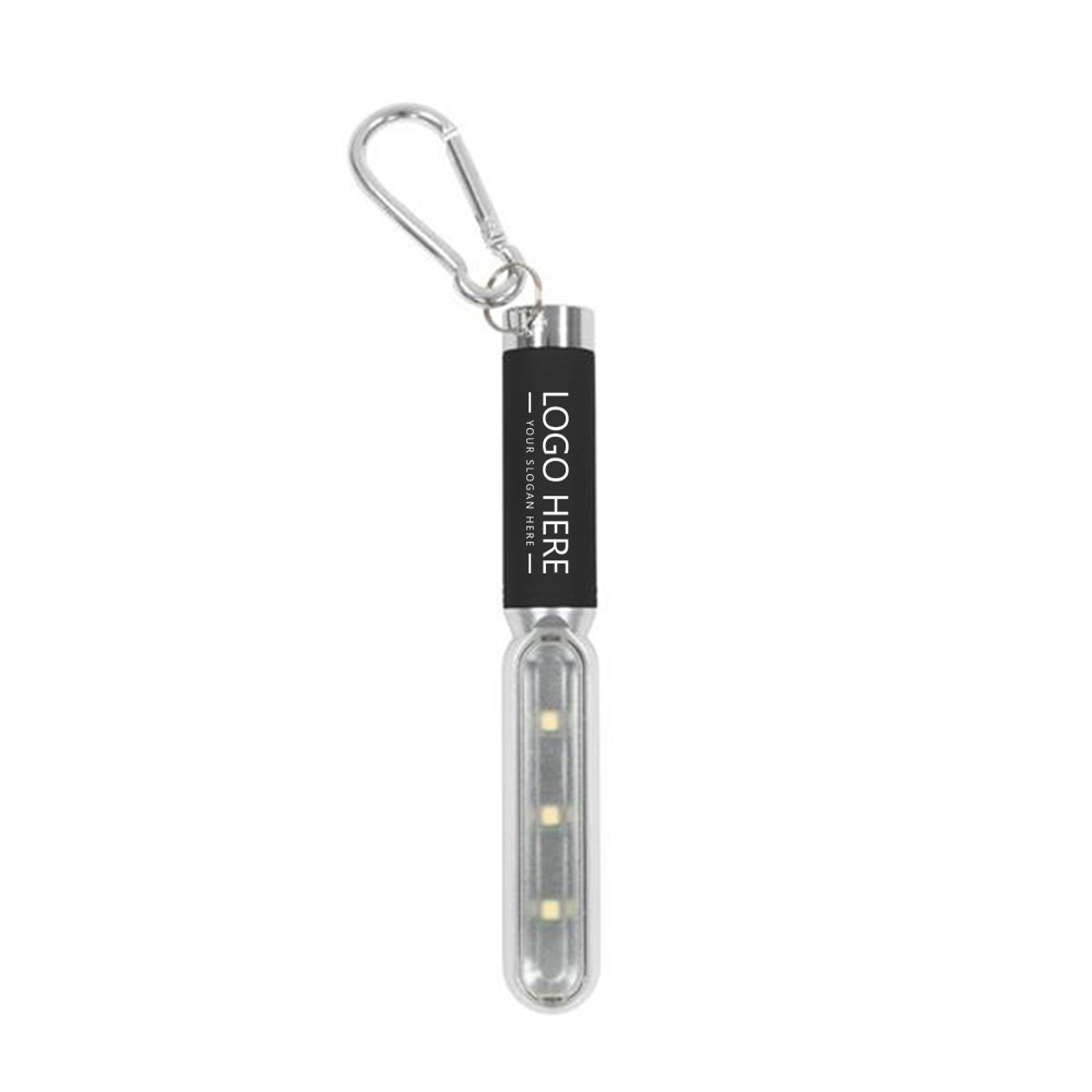 Cob Safety Light With Carabiner Key Ring Black With Logo