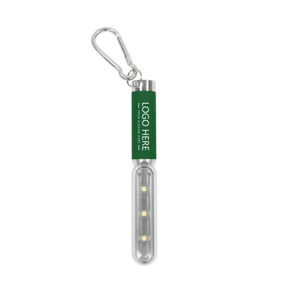 Cob Safety Light With Carabiner Key Ring Green With Logo