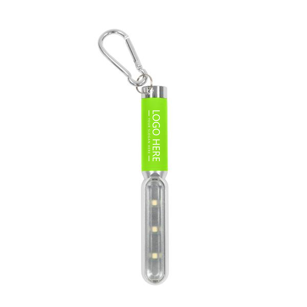 Cob Safety Light With Carabiner Key Ring Lime With Logo