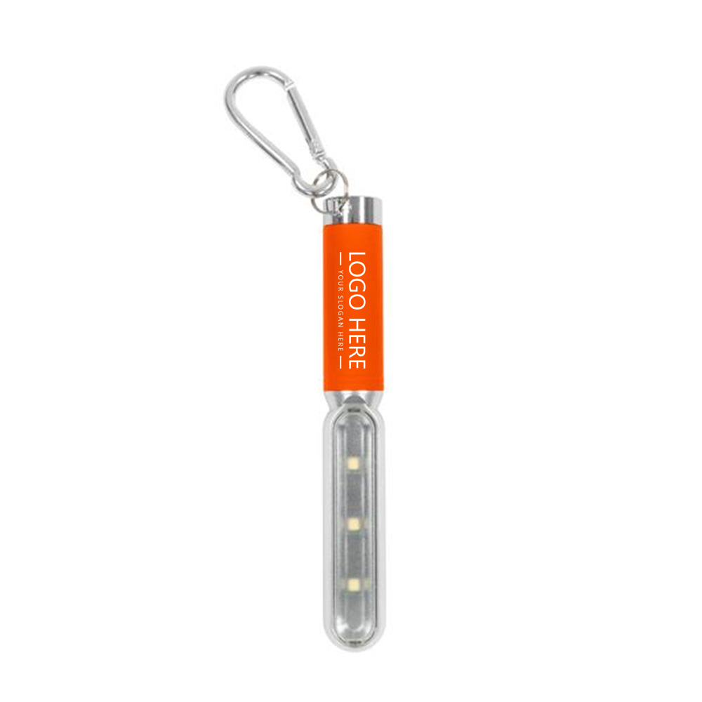 Cob Safety Light With Carabiner Key Ring Orange With Logo