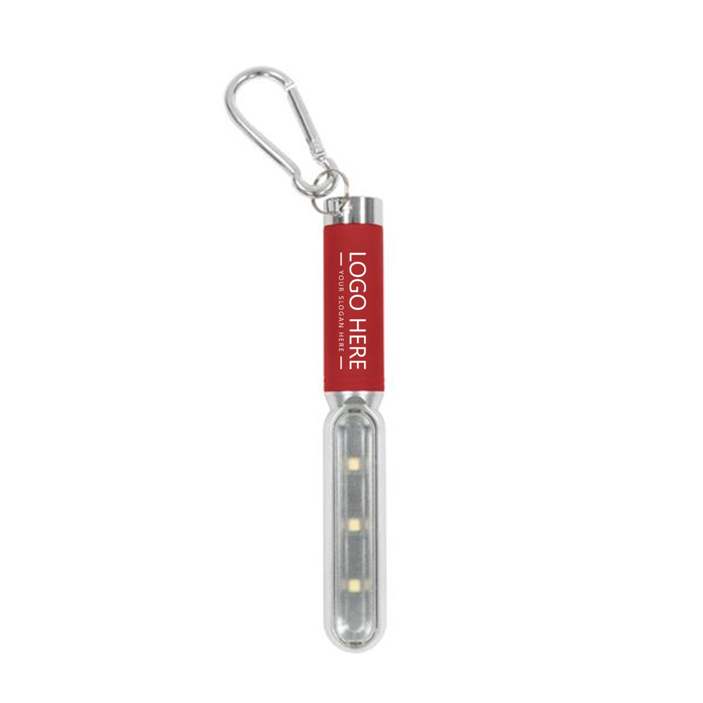 Cob Safety Light With Carabiner Key Ring Red With Logo