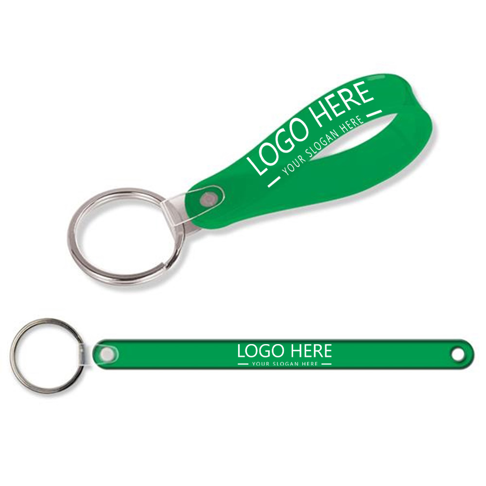 Custom Short Loop Vinyl Key Tag Translucent Green With Logo