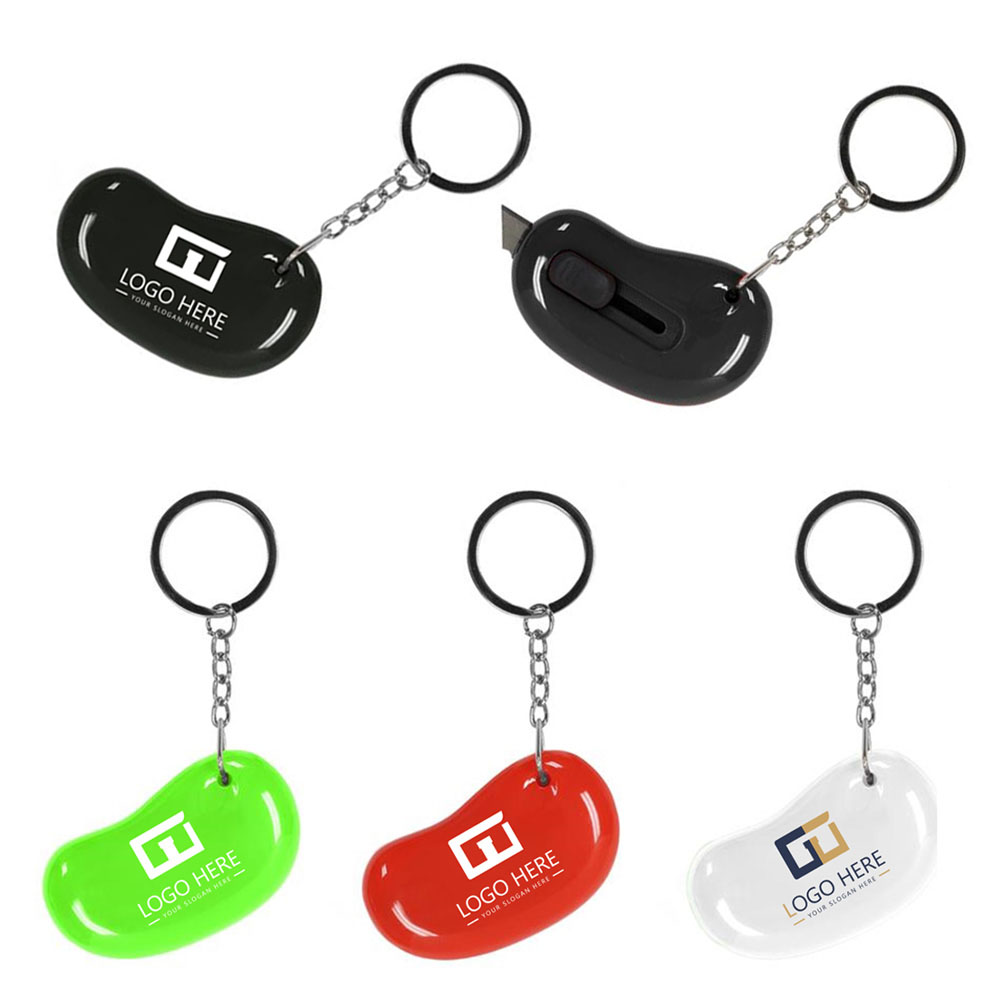 Kidney-Shaped Box Cutter Key Ring Group With Logo