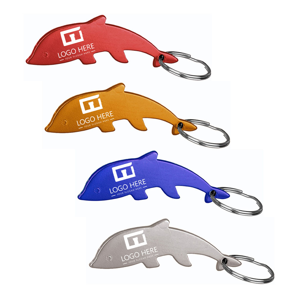 Aluminum Dolphin-Shaped Bottle Opener Key Holder Group With Logo