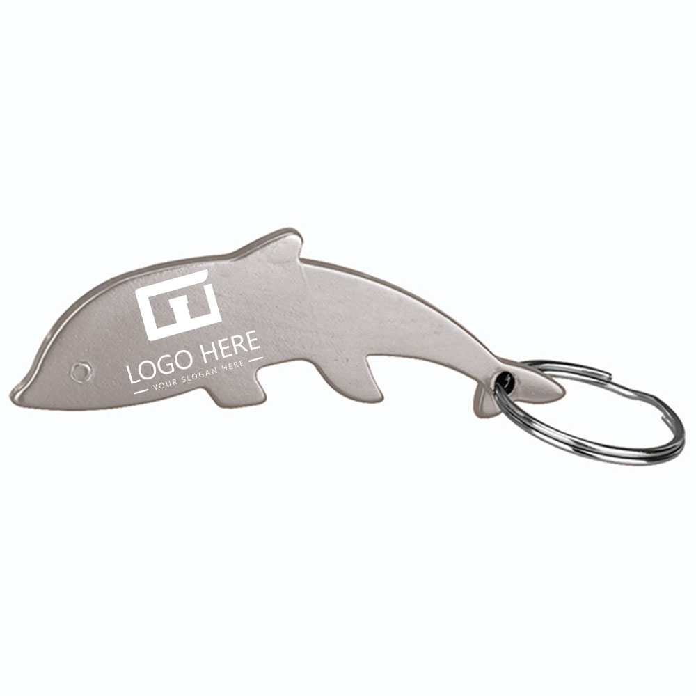 Aluminum Dolphin-Shaped Bottle Opener Key Holder Silver With Logo
