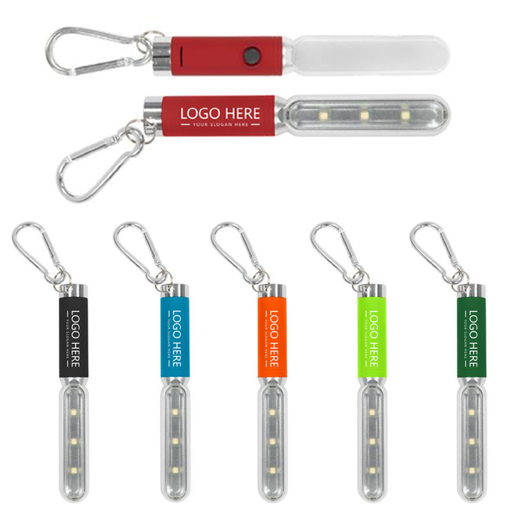 Cob Safety Light With Carabiner Key Ring Group With Logo
