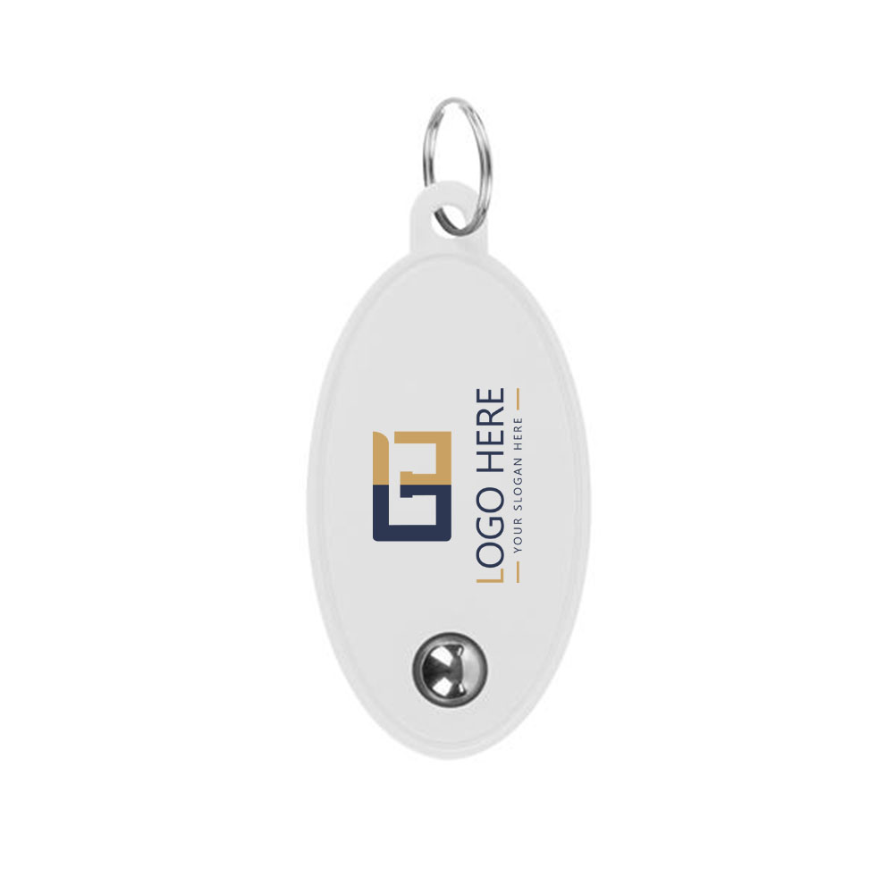 Double Side Fidget Rolling Ball Key Ring White With Logo