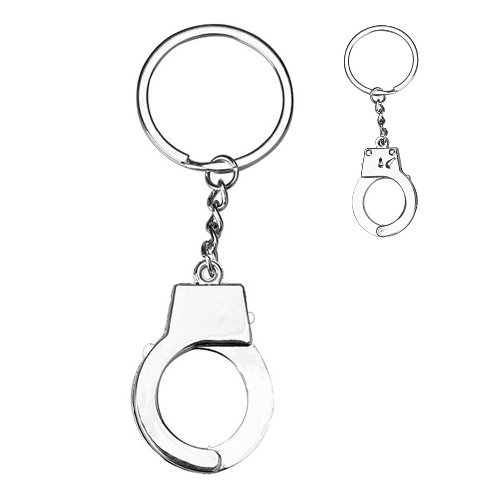 Handcuff Shaped Key Ring Silver Blank