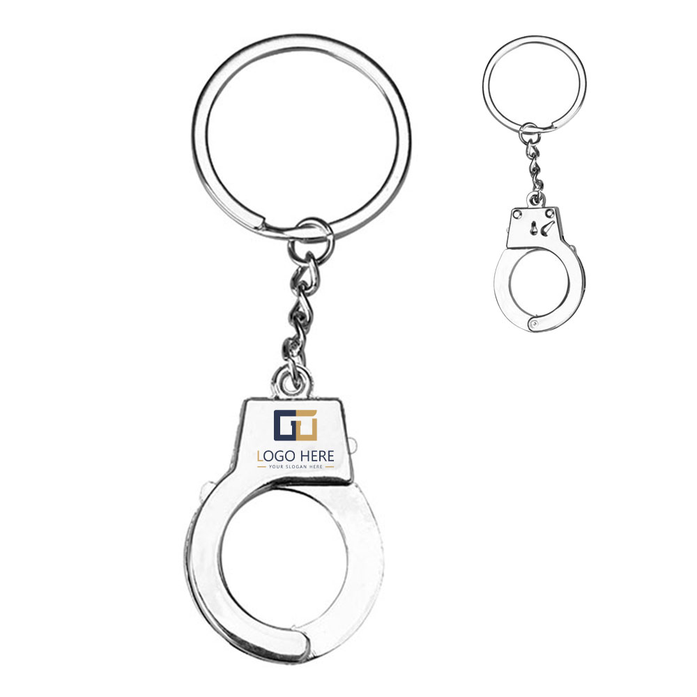 Handcuff Shaped Key Ring Silver With Logo