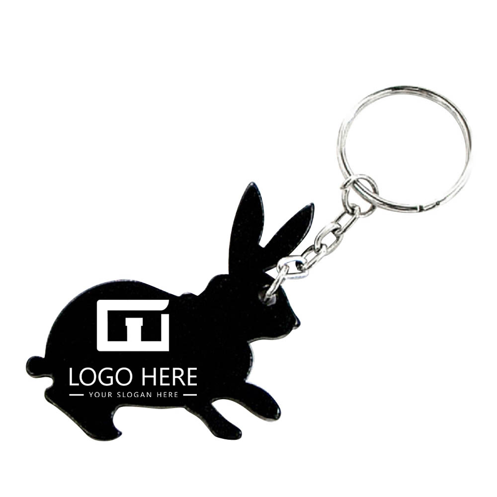 Rabbit Shaped Key Ring Black With Logo