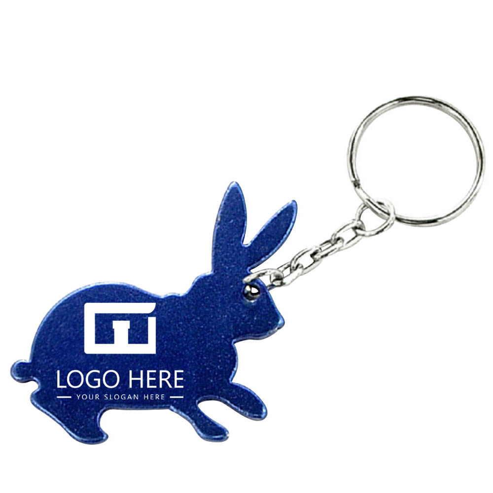 Rabbit Shaped Key Ring Blue With Logo