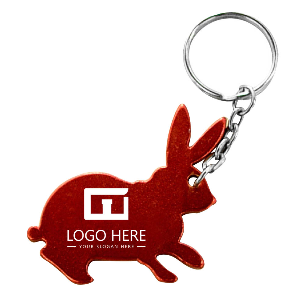 Rabbit Shaped Key Ring Red With Logo