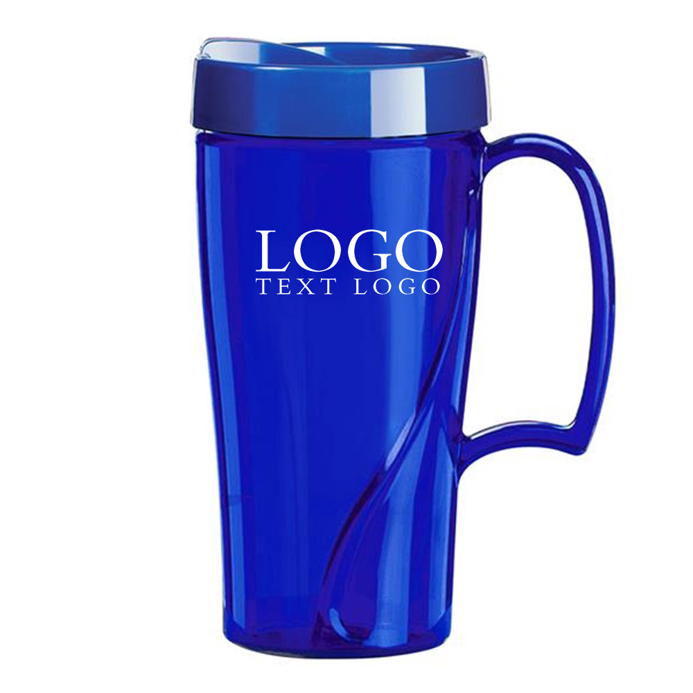 16 Oz Arrondi Acrylic Travel Mug Translucent Blue With Logo