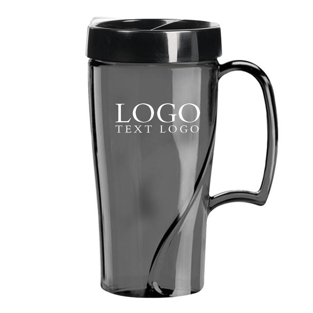 16 Oz Arrondi Acrylic Travel Mug Translucent Charcoal With Logo