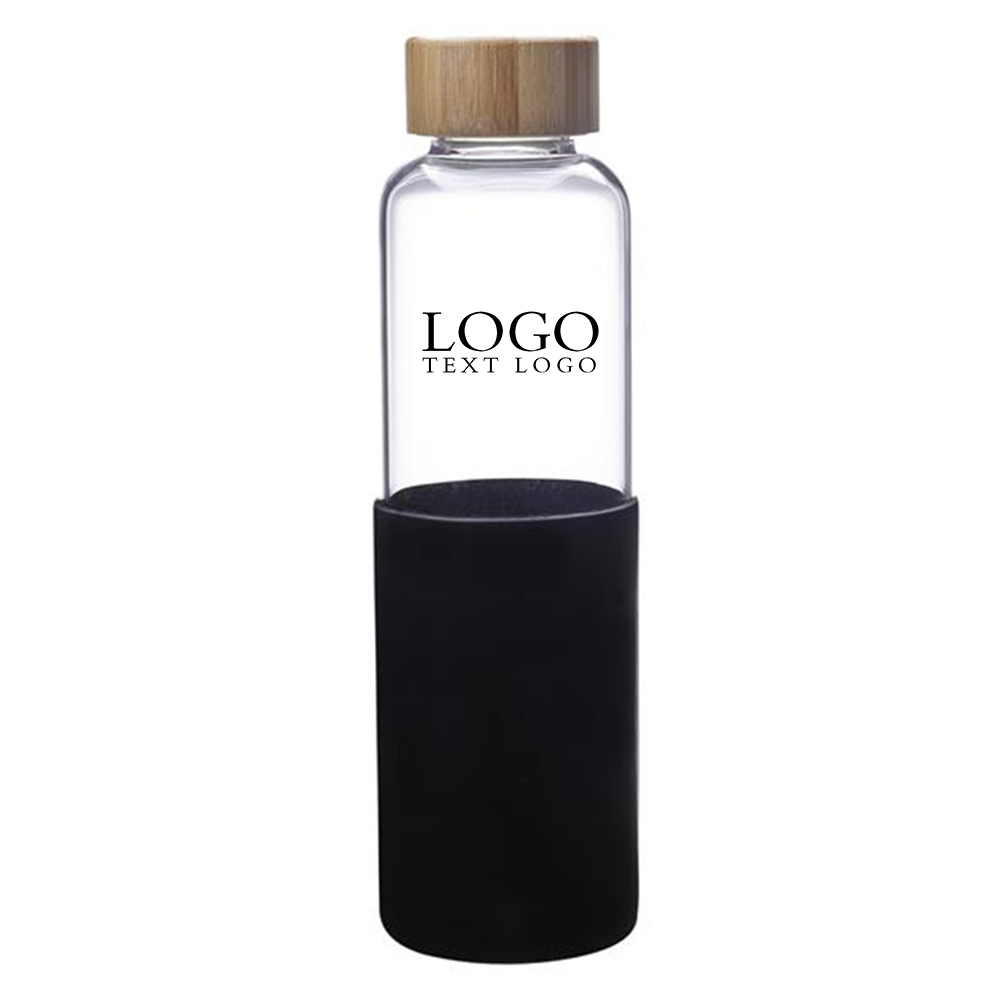18 Oz Glass Bottle Black with Logo