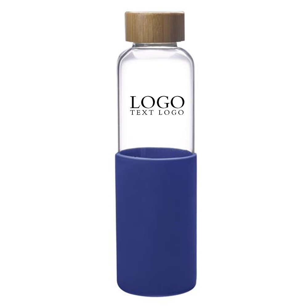 18 Oz Glass Bottle Blue with Logo