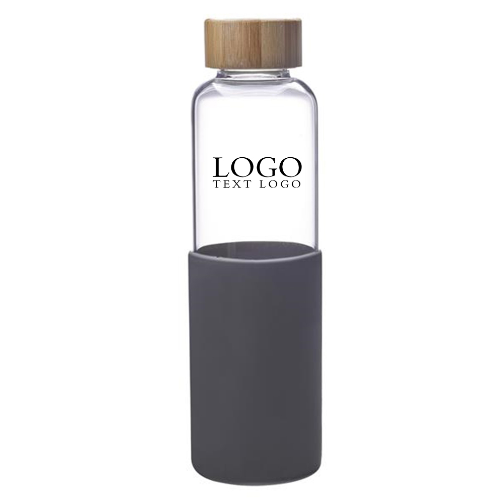 18 Oz Glass Bottle Gray with Logo