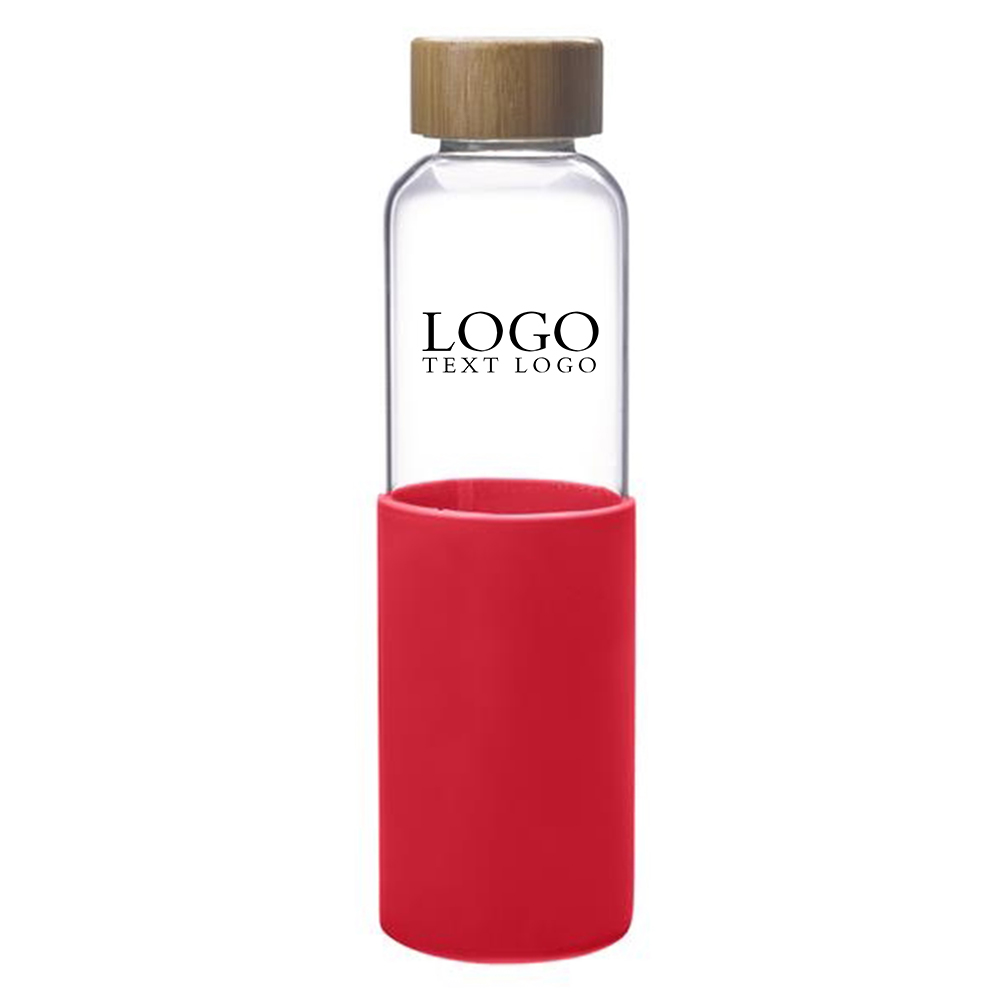 18 Oz Glass Bottle Red with Logo