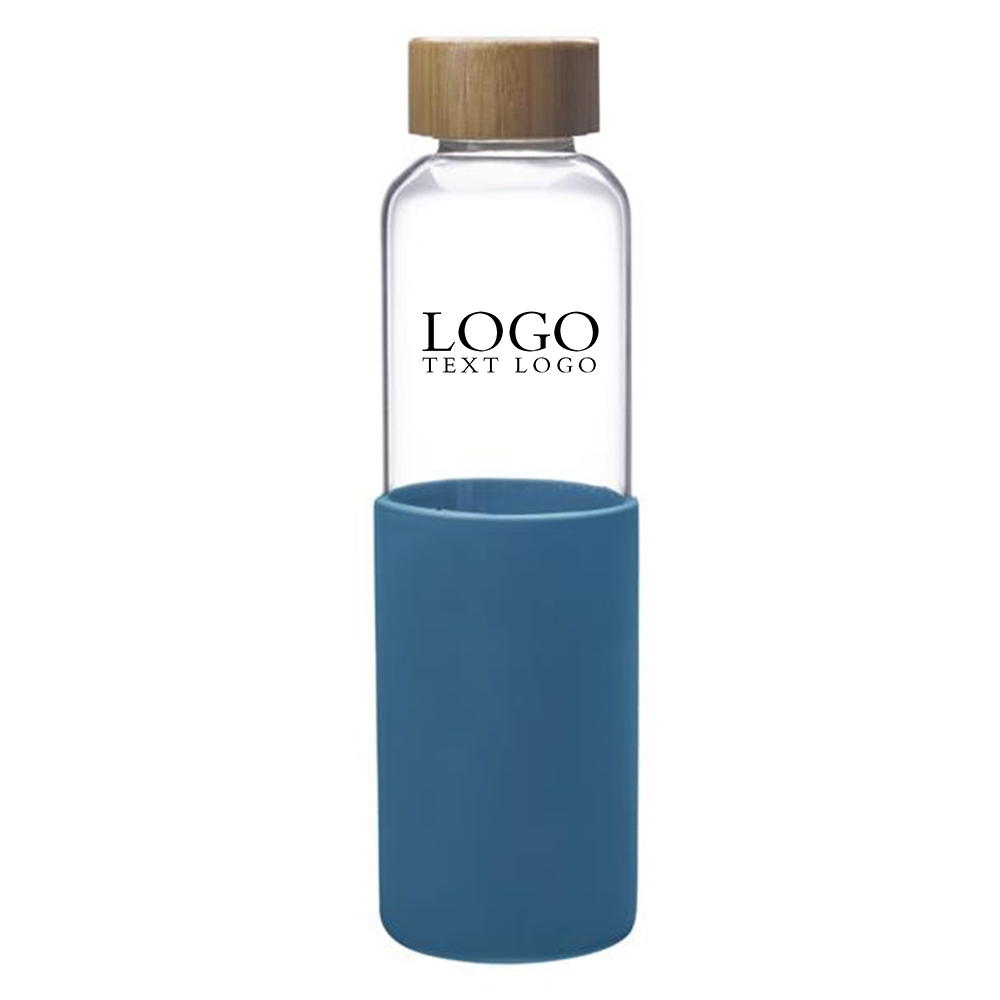 18 Oz Glass Bottle Teal with Logo