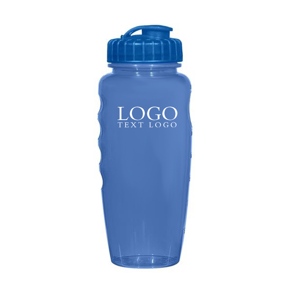 30 Oz Translucent Blue Fitness Bottle with Logo
