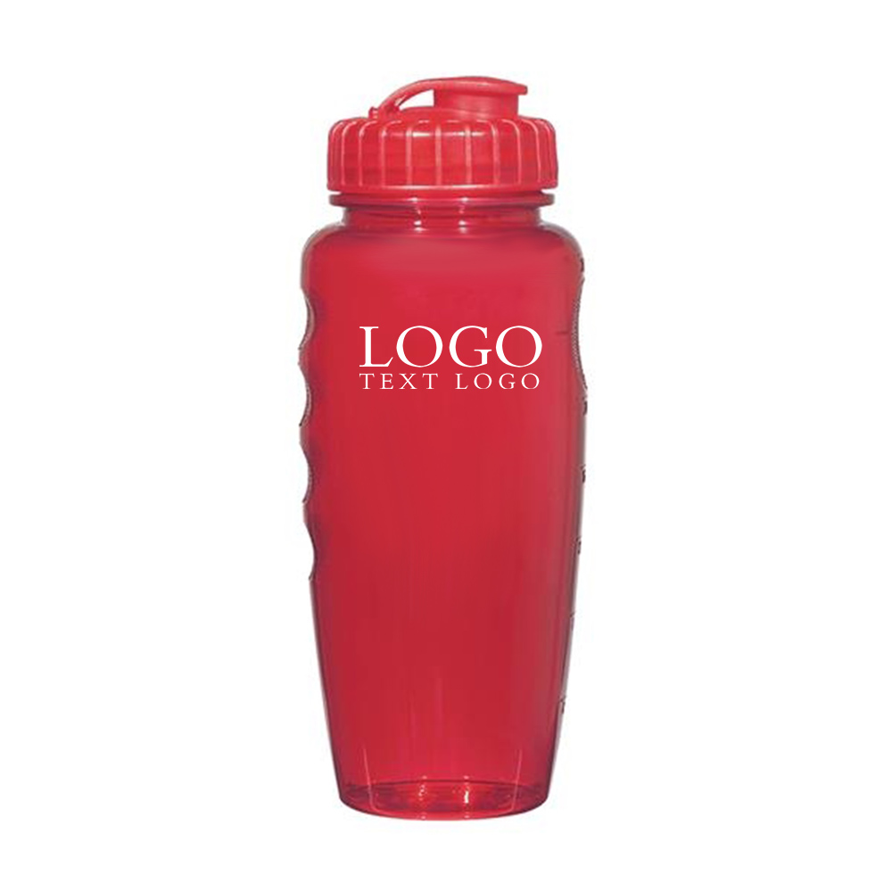 30 Oz Translucent Red Fitness Bottle with Logo