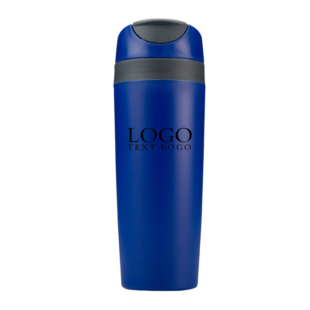 BPA Free 16 oz Snap Seal Tumbler Travel Mug Blue With Logo