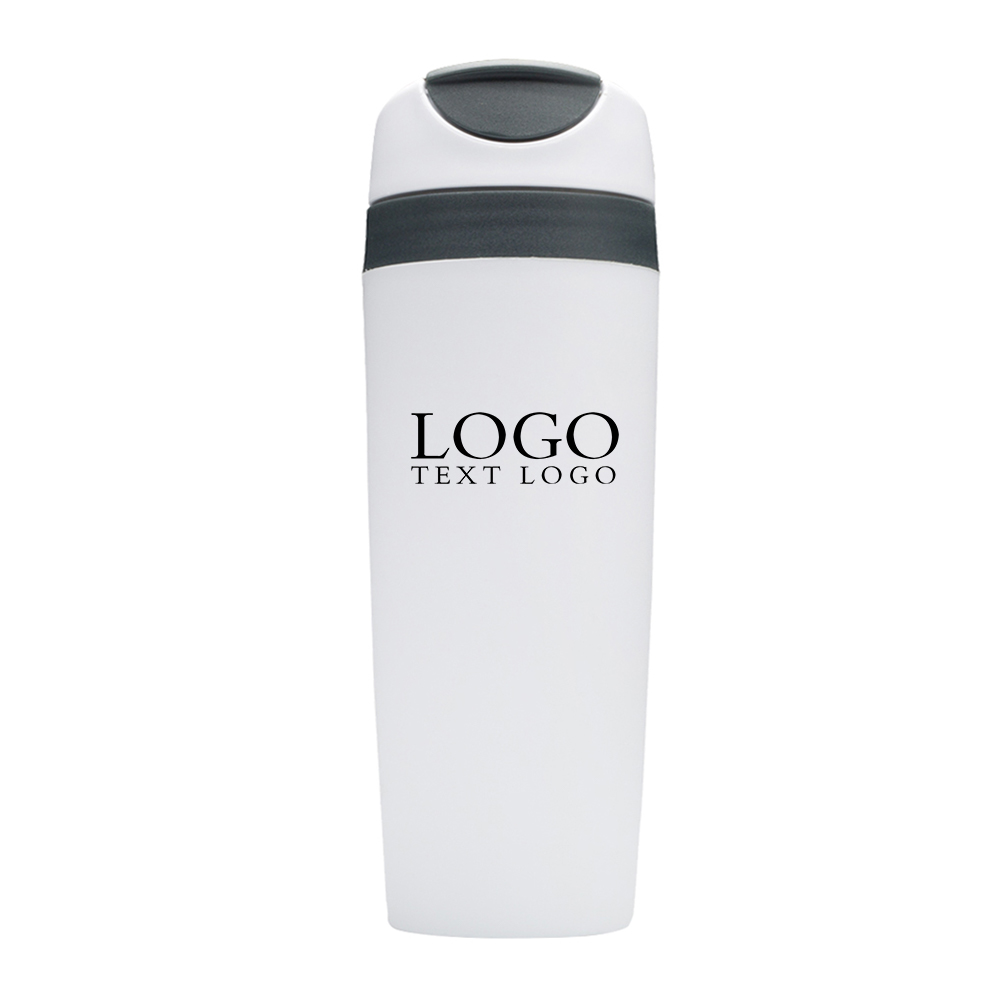 BPA Free 16 oz Snap Seal Tumbler Travel Mug White With Logo