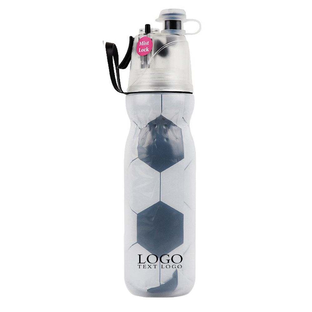 Black And White Promo Mist And Sip Water Bottle With Logo