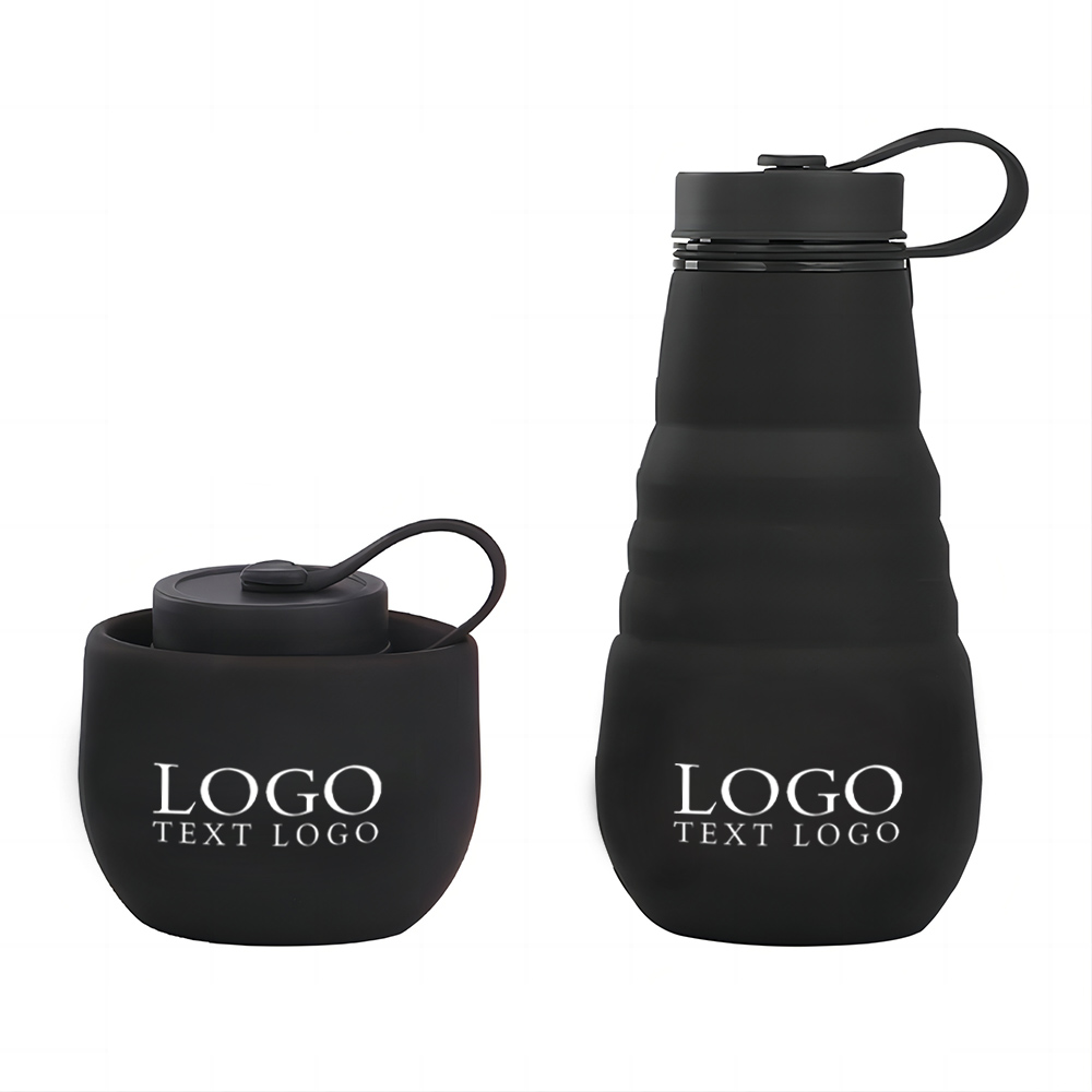Black Promo 21 OZ Collapsible Sports Water Bottles With Logo