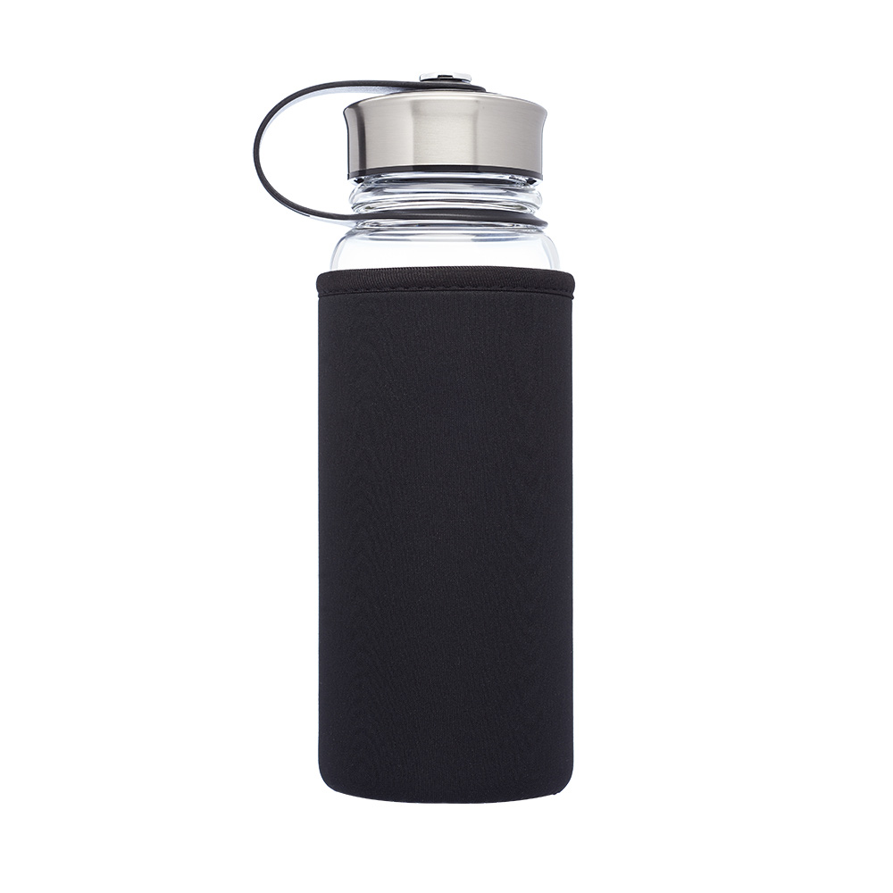 Black Promo 25 Oz Kangaroo Glass Bottles in Neoprene Pouch