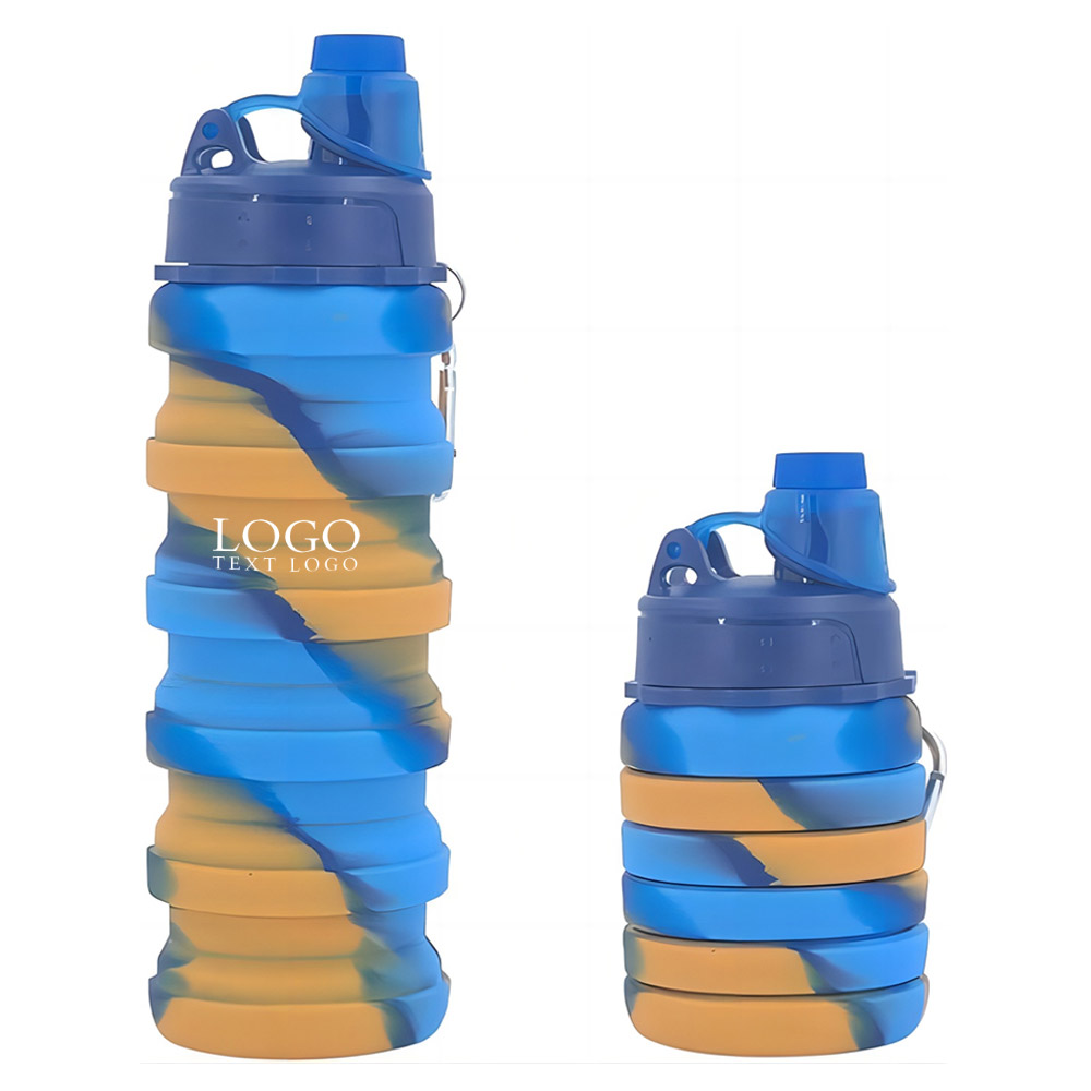 Blue Promo Rainbow Collapsible Sports Water Bottles With Logo