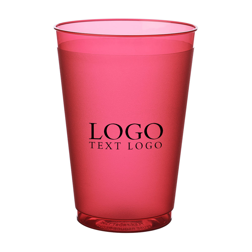 Custom 12 oz Flex Frosted Plastic Stadium Cup Red With Logo