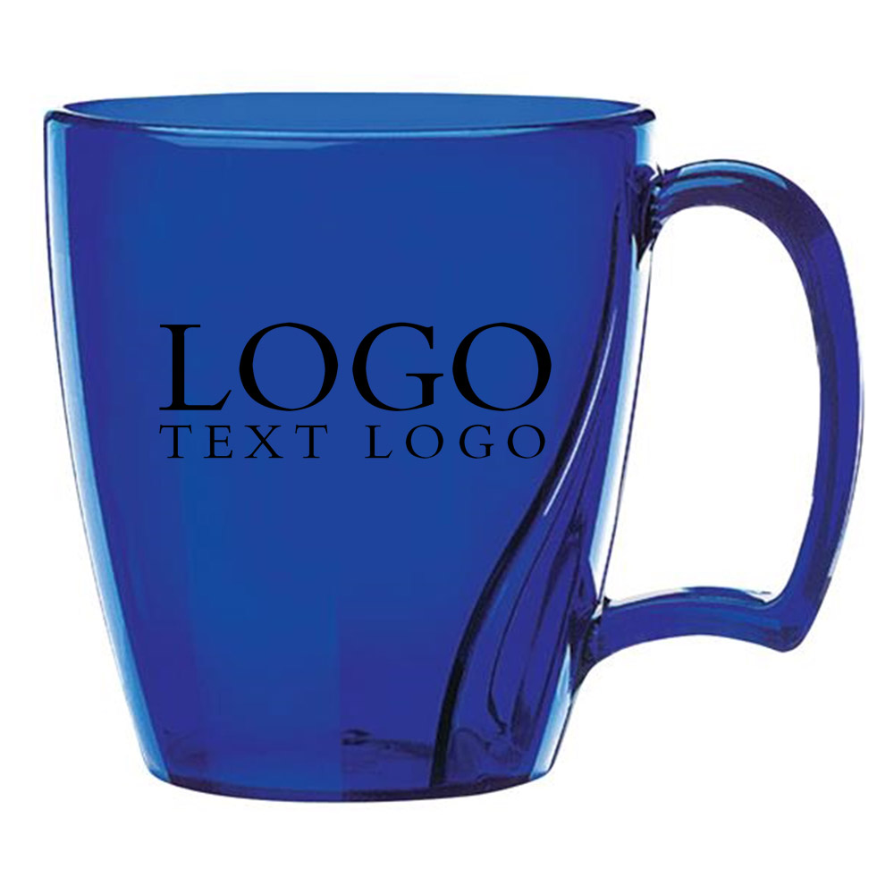 Custom 14 Oz Arrondi Plastic Mug Translucent Blue With Logo
