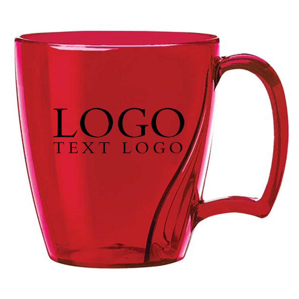 Custom 14 Oz Arrondi Plastic Mug Translucent Red With Logo