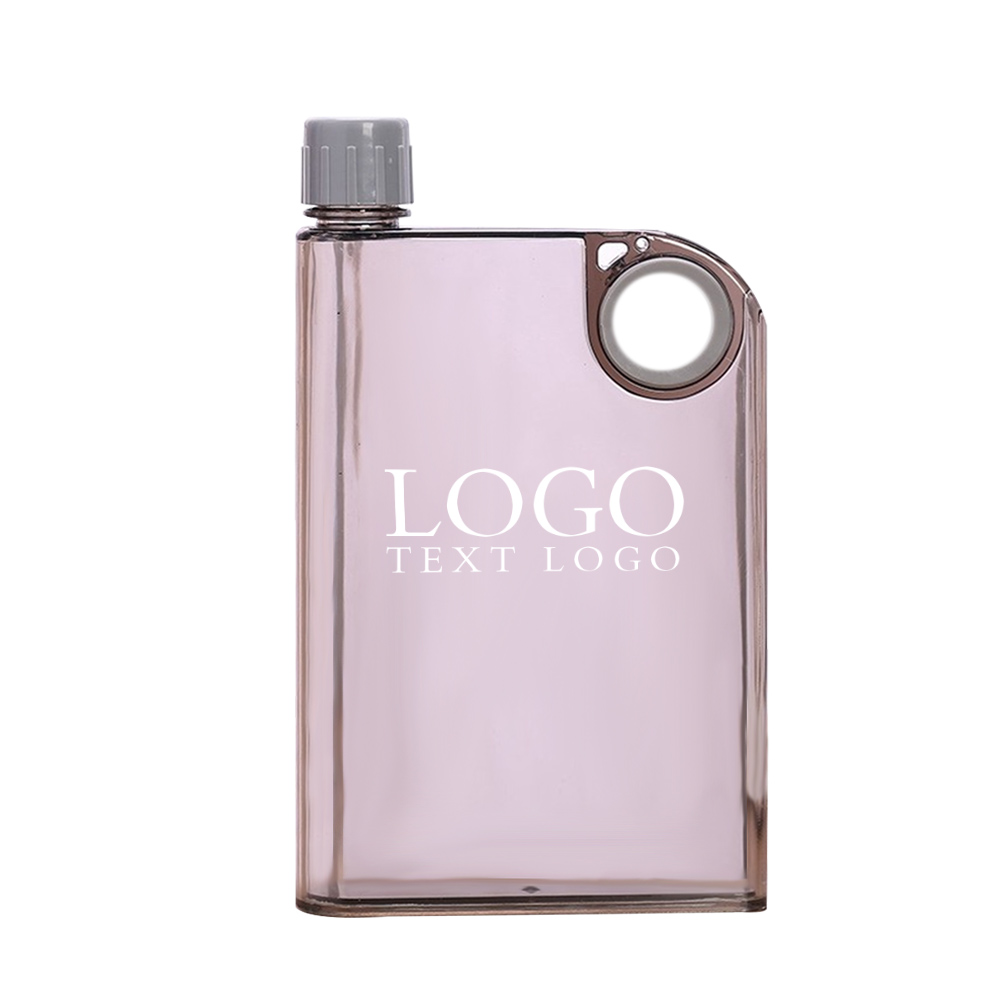 Gray Promo 13oz Notebook Portable Flat Water Bottle With Logo