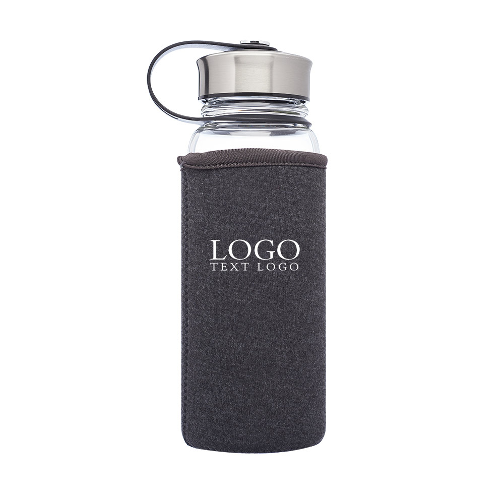 Gray Promo 25 Oz Kangaroo Glass Bottles in Neoprene Pouch With Logo