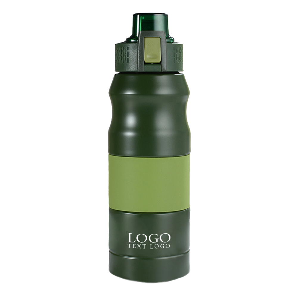 Green  Promo 24oz Auto Spout Vacuum Chill Water Bottle With Logo