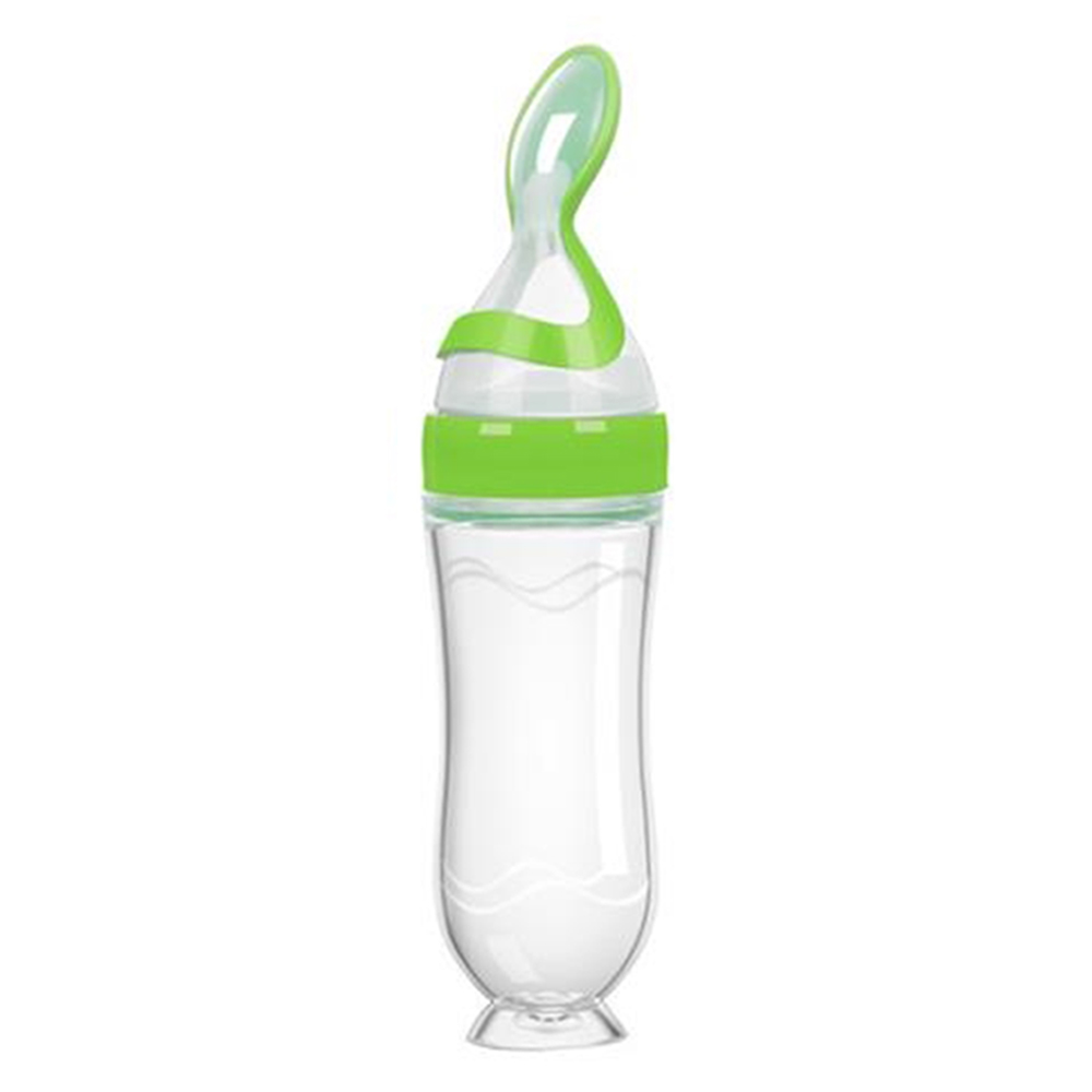 Green Promo Silicone Squeeze Feeding Bottle Spoon